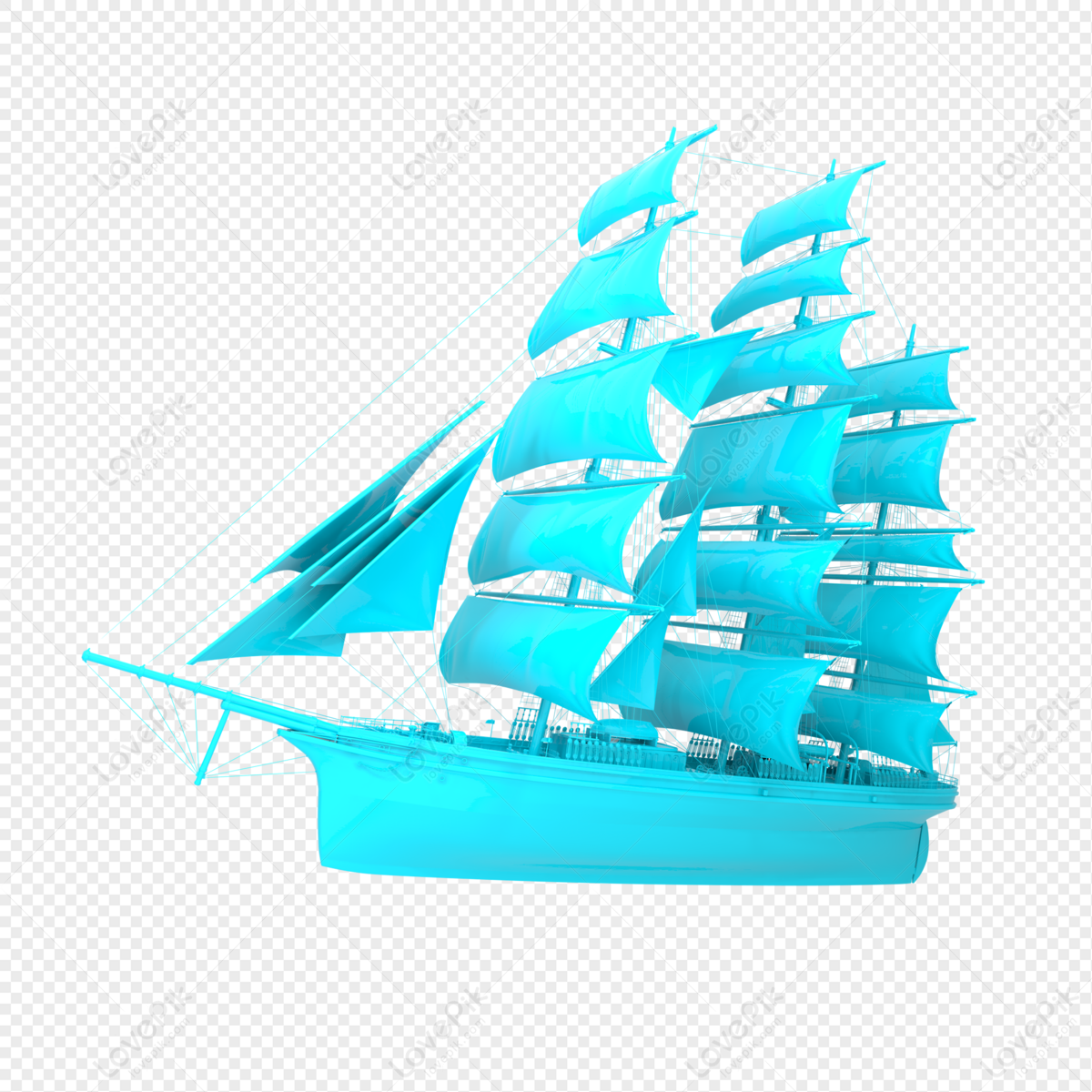 Blue sailboat, blue sailing, blue emerald, blue light png transparent background