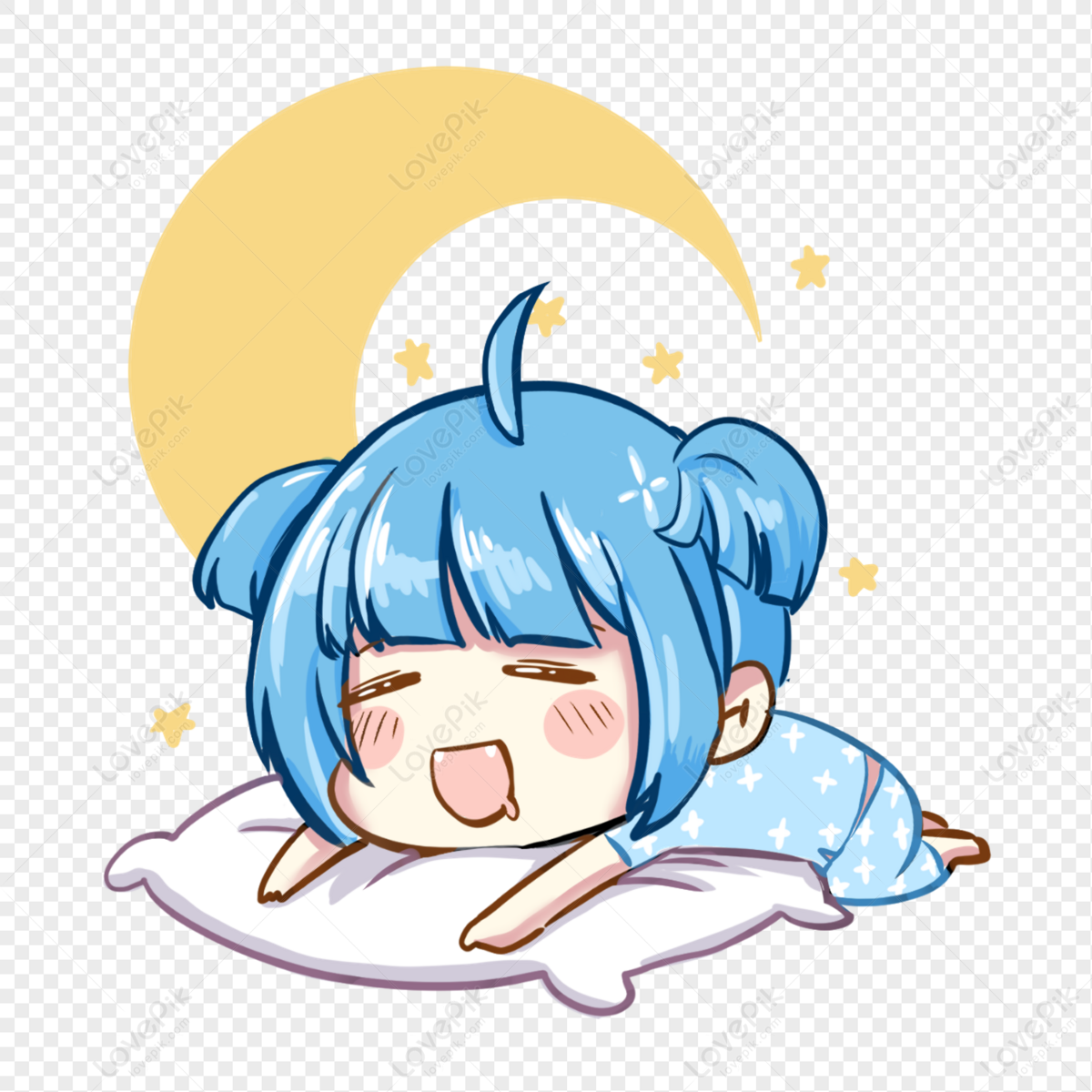 Creative Hand Painted Cute Girl Blue Sleeping Good Night Dream E PNG Image  Free Download And Clipart Image For Free Download - Lovepik | 401249331