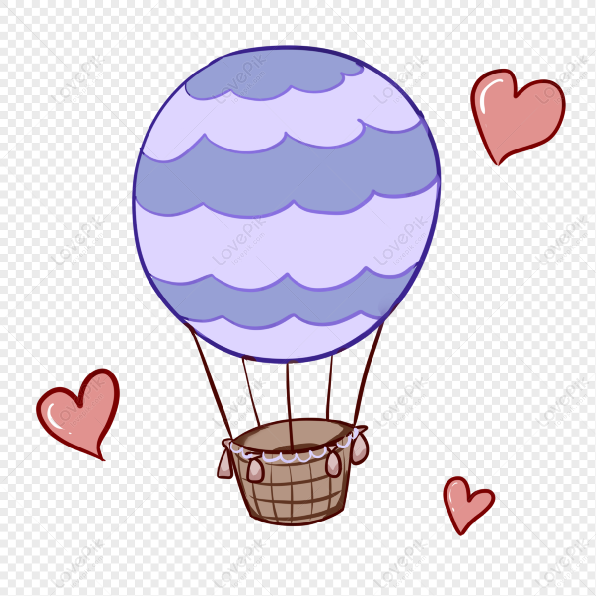 Creative Painted Card Hand Painted Purple Hot Air Balloon Love V PNG  Transparent Background And Clipart Image For Free Download - Lovepik |  401249310