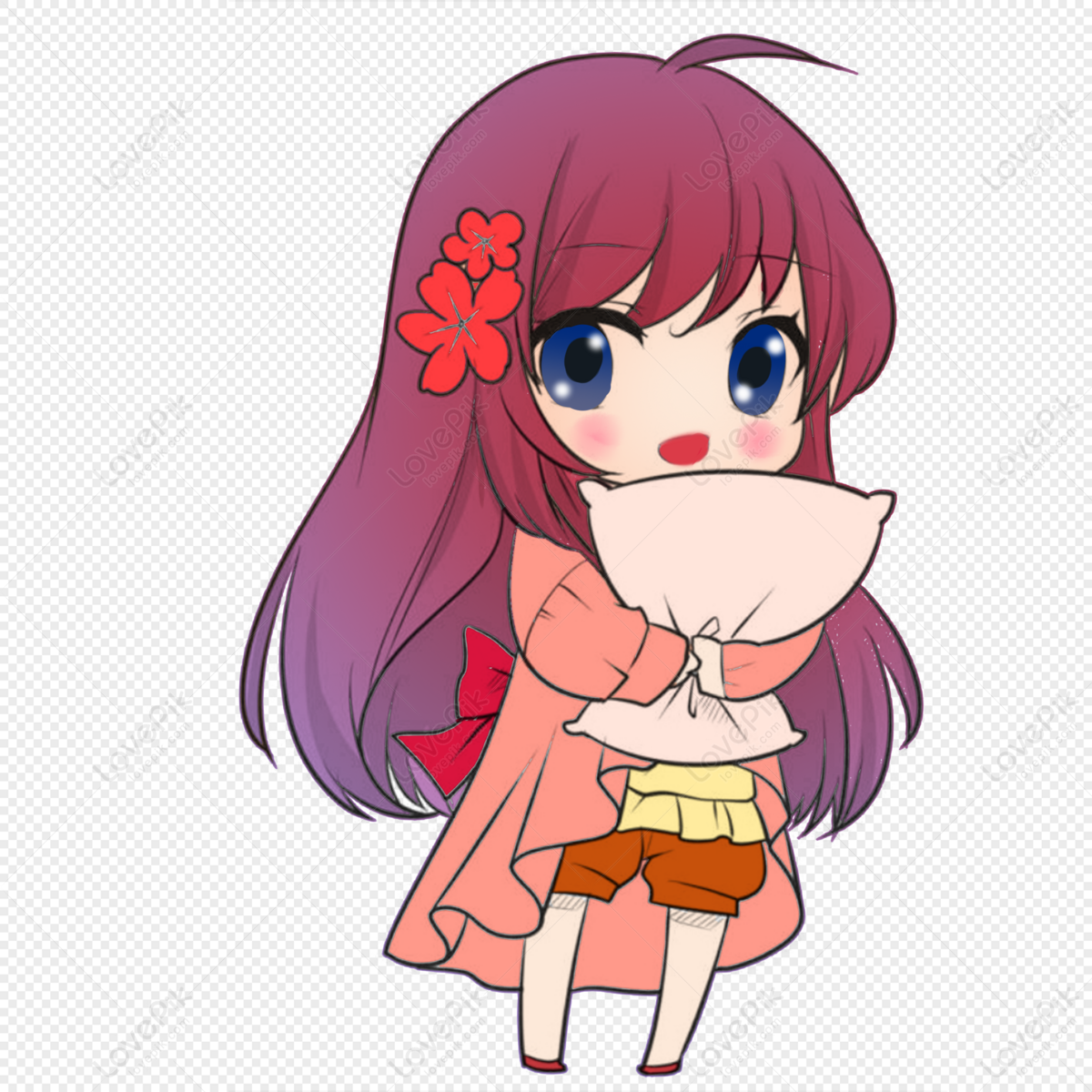 Anime girl outlet holding pillow