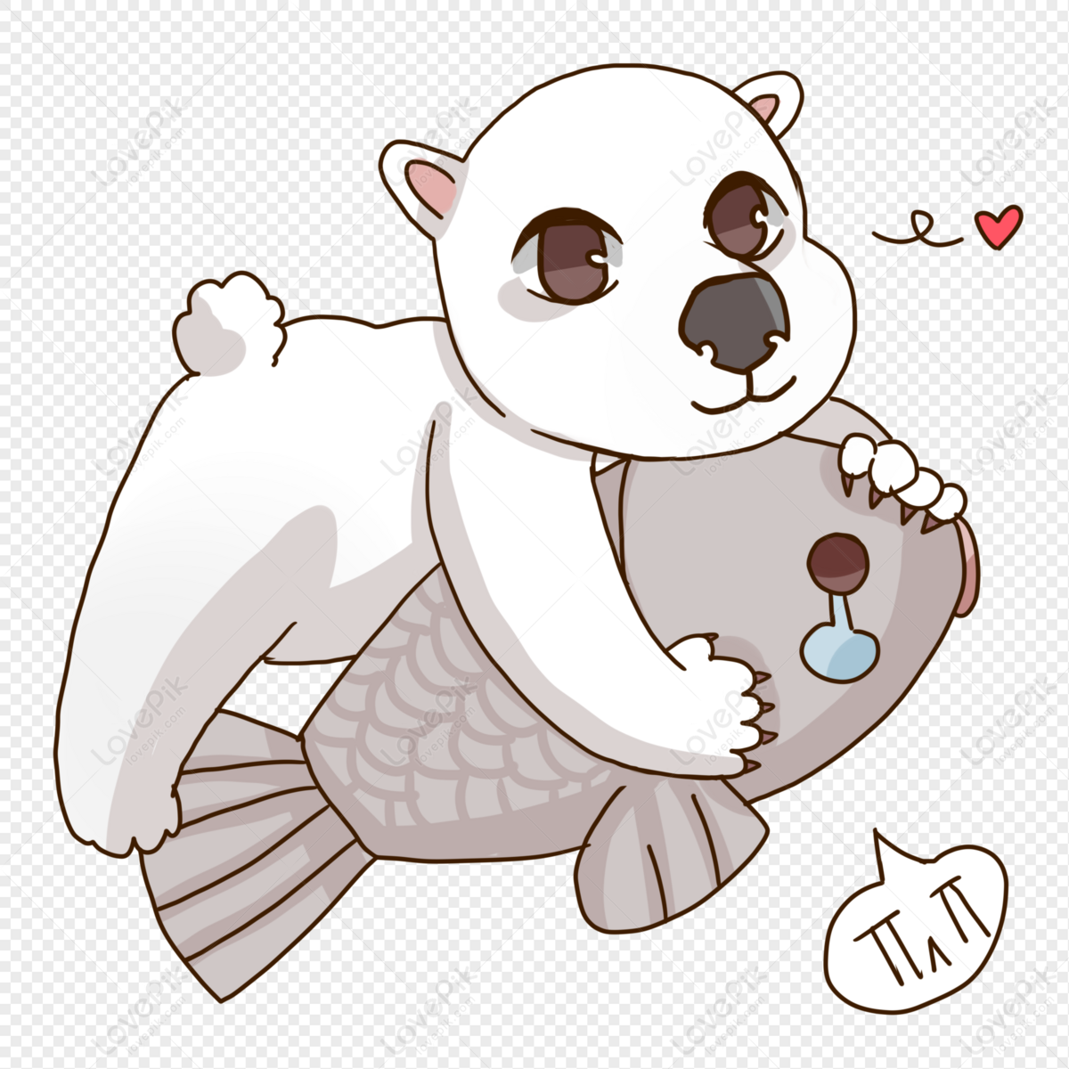 <b>Polar</b> <b>bear</b> and fish, fish white, <b>bear</b> happy, fish png image. 