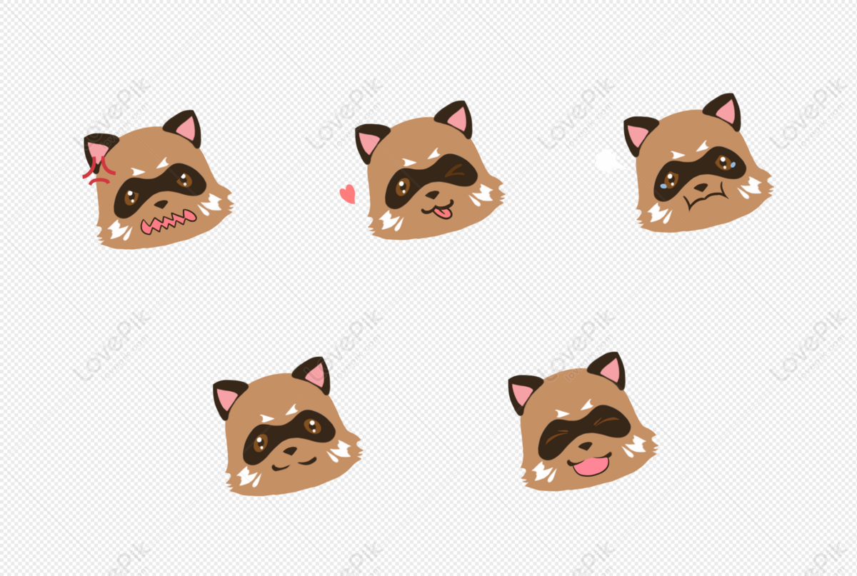 Simply Face Small Raccoon Animal Expression Pack PNG Picture And Clipart  Image For Free Download - Lovepik | 401232775