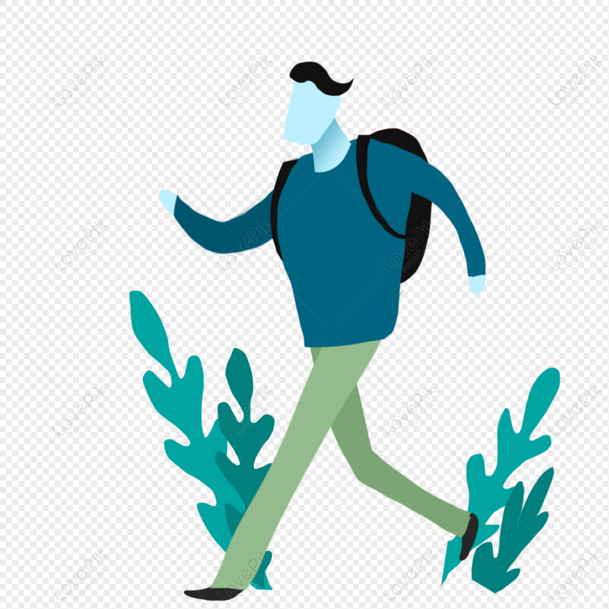 Tourist Walking Man, Green Man, Flat Man, Green Walking PNG White  Transparent And Clipart Image For Free Download - Lovepik