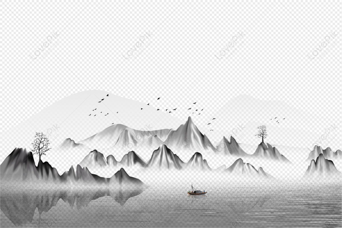 Traditional Ink Wash Painting Nature Picture Free PNG And Clipart Image ...