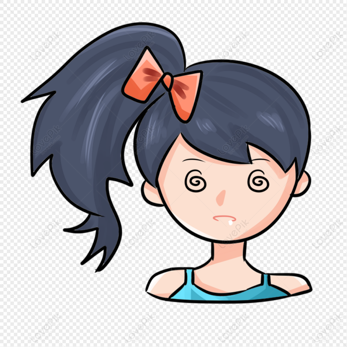 Cartoon Girl Dizzy Expression Illustration PNG Picture And Clipart ...