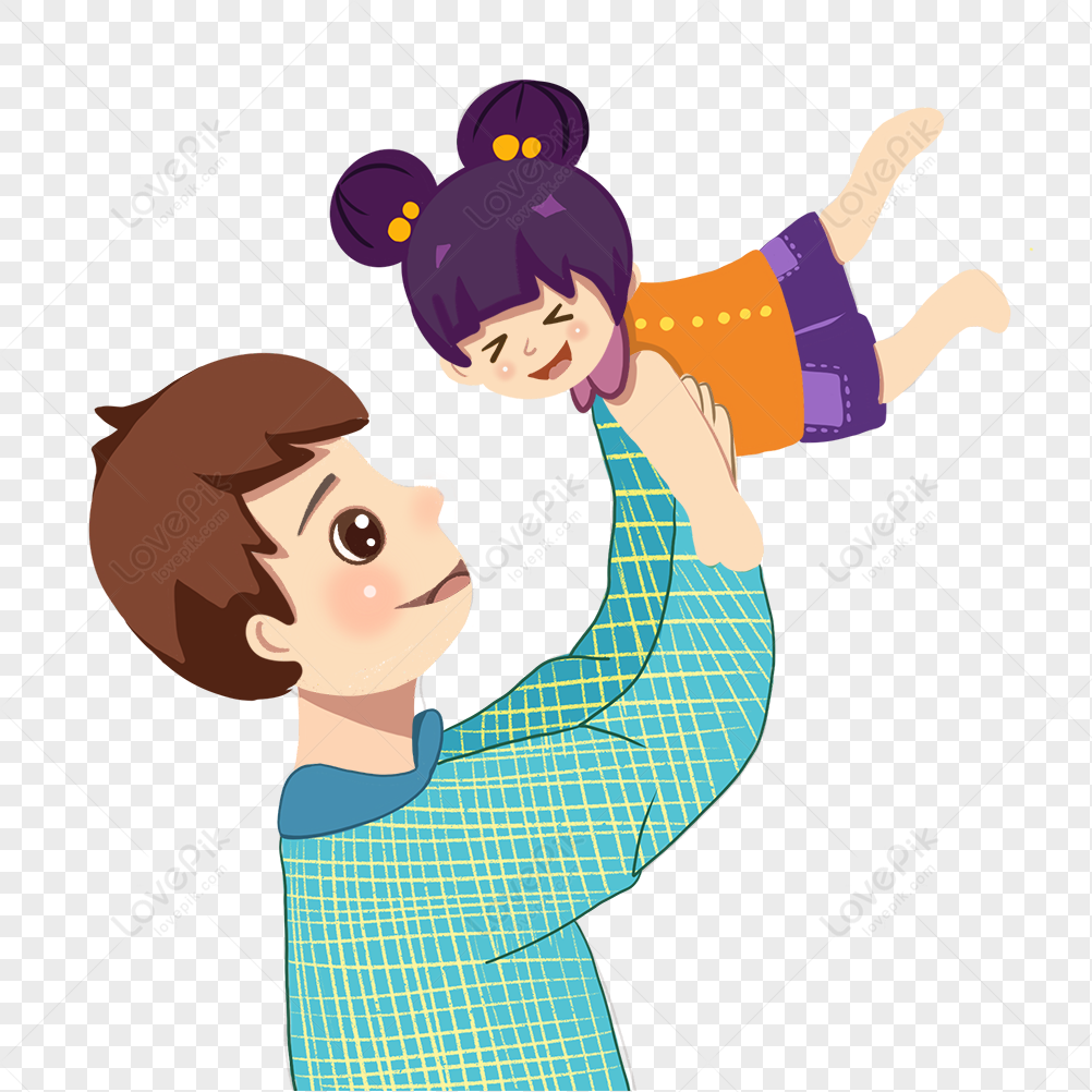 Cartoon Hand Drawn Father Happy Holding Up High Cute Daughter PNG  Transparent Background And Clipart Image For Free Download - Lovepik |  401272770