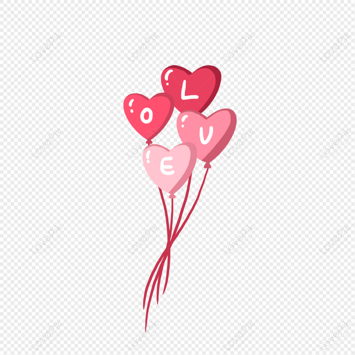 Cartoon Hand Drawn Romantic Heart Shaped Letter Balloon PNG Free ...