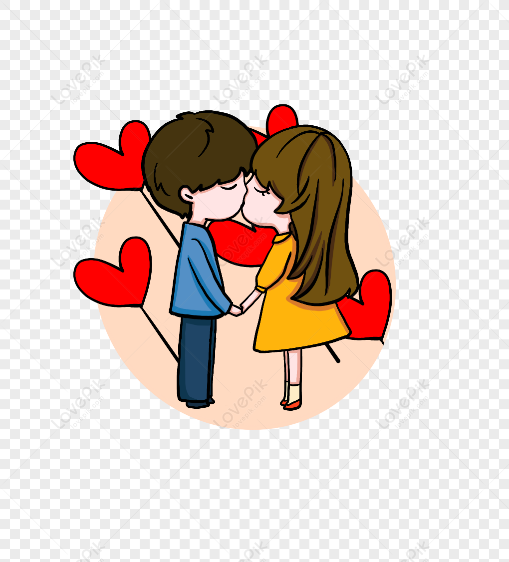 Cartoon Hand Drawn Romantic Valentines Day Happy Couple Sweet K PNG White  Transparent And Clipart Image For Free Download - Lovepik | 401276642
