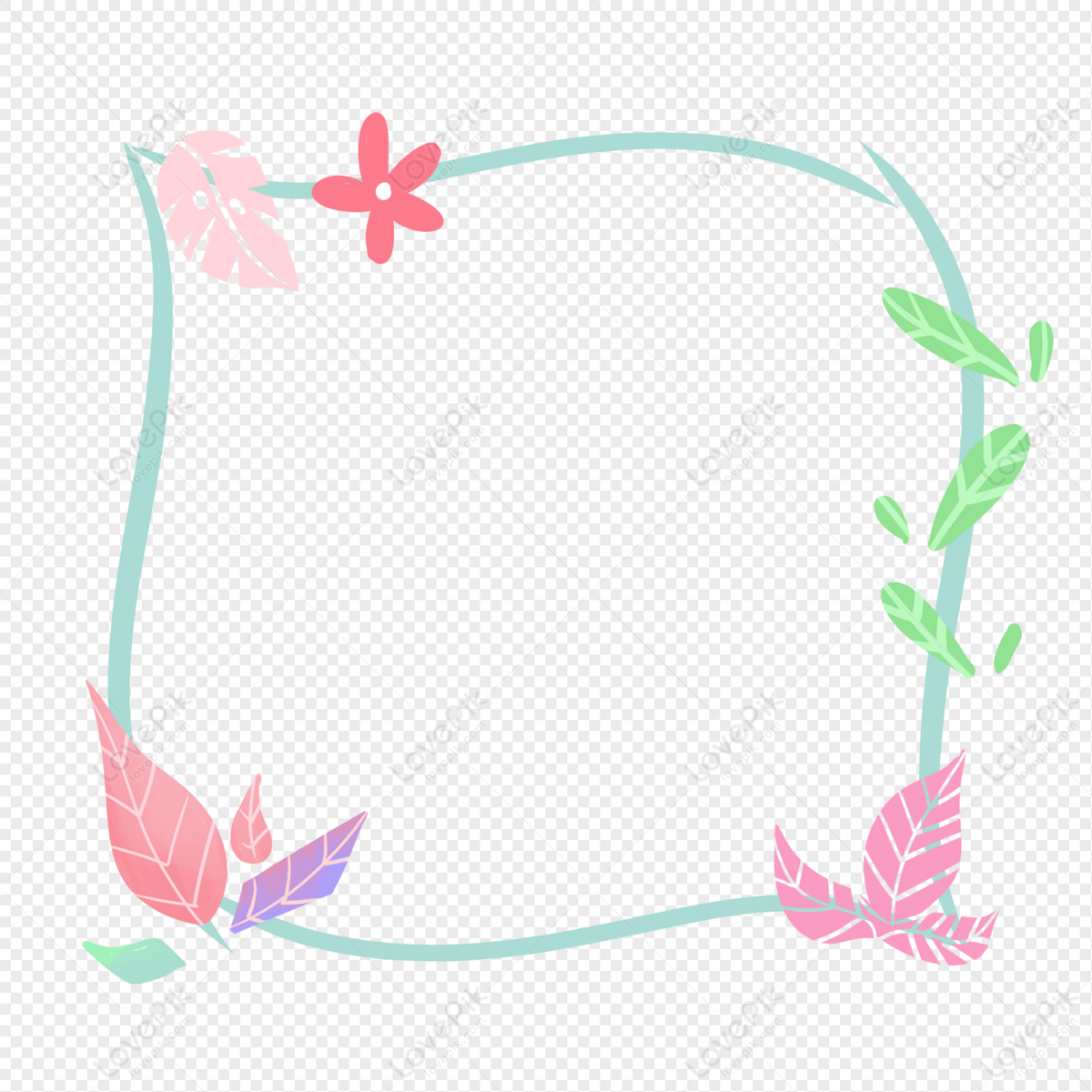 Cartoon Pink Leaves Border, Cartoon, Pink, Leaves PNG Hd Transparent ...