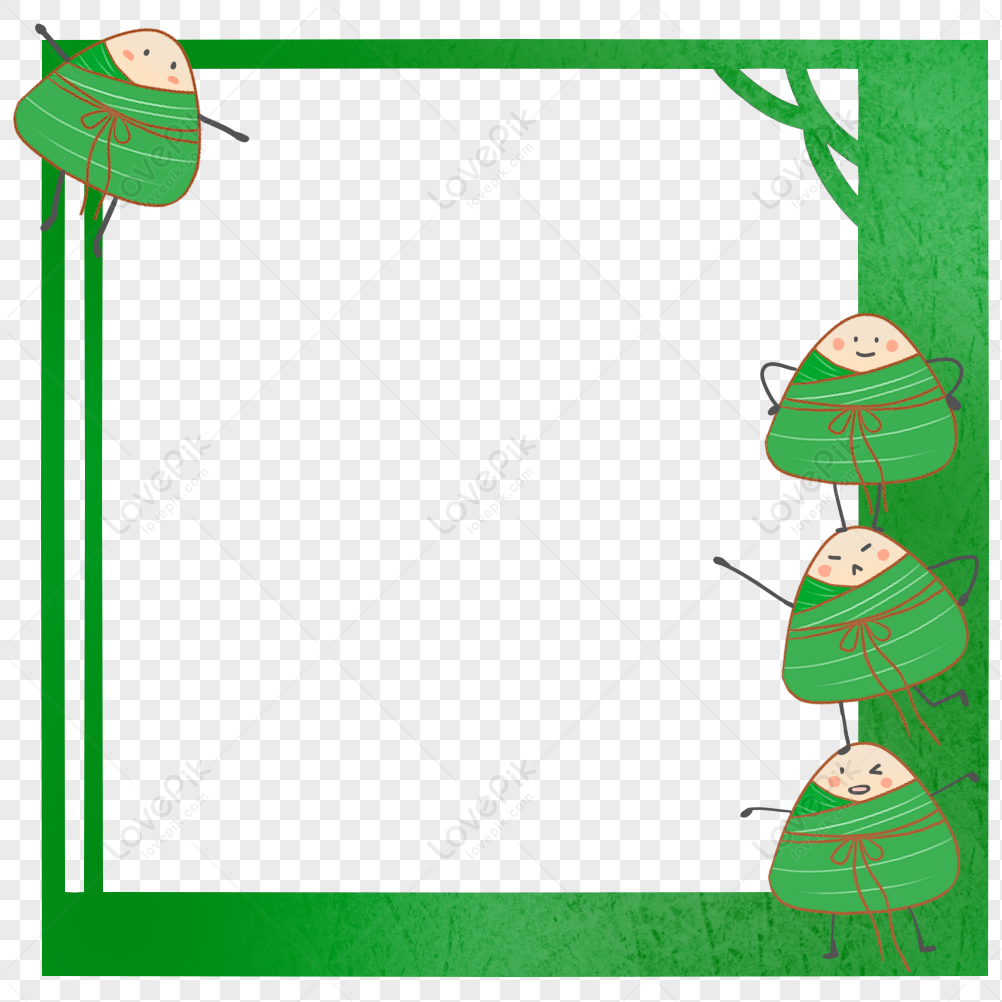 Dragon Boat Festival creative cartoon dice simple green border, Border texture,  border,  green png image free download