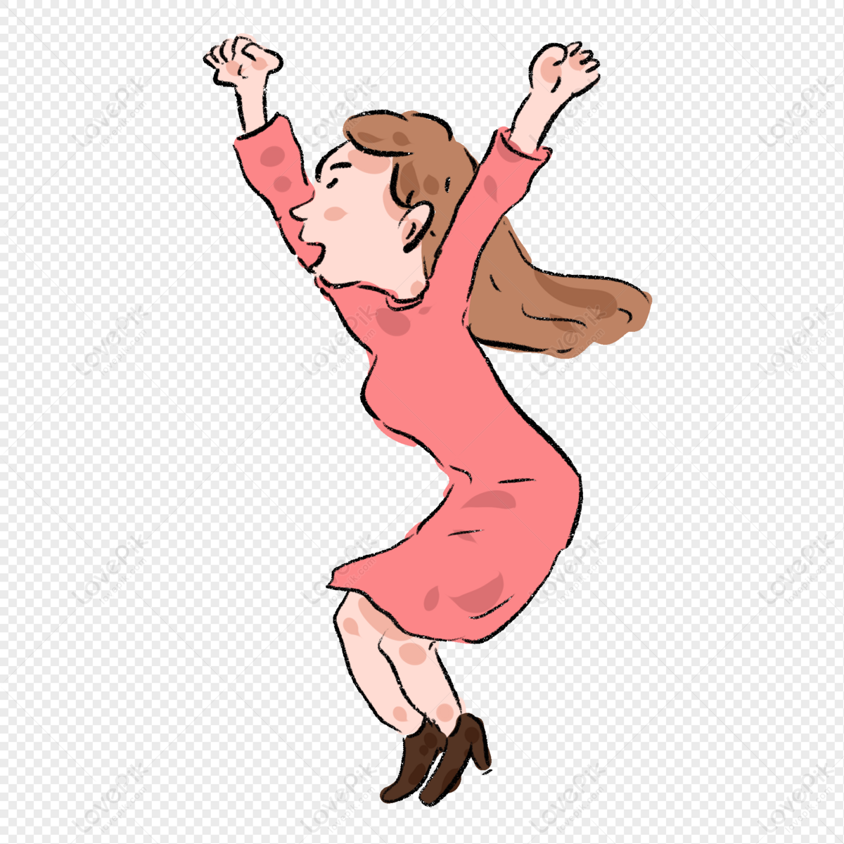 excited lady cartoon