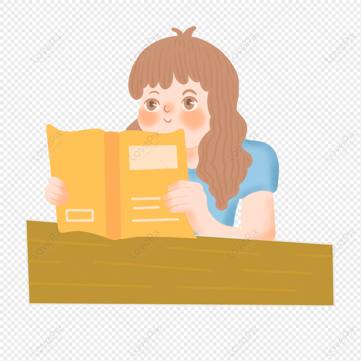 girl writing a book clipart