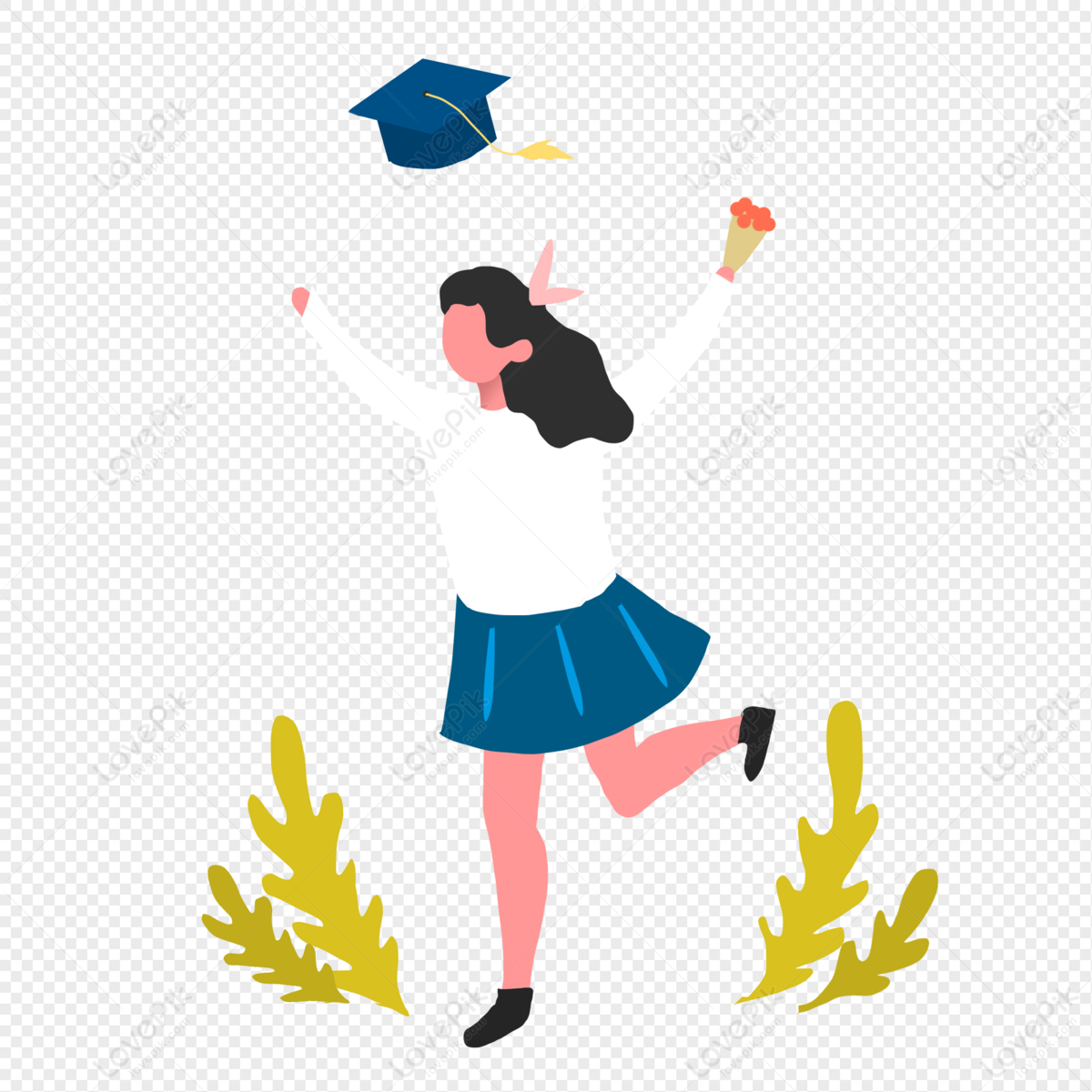 Running Graduation Girl PNG Hd Transparent Image And Clipart Image For ...