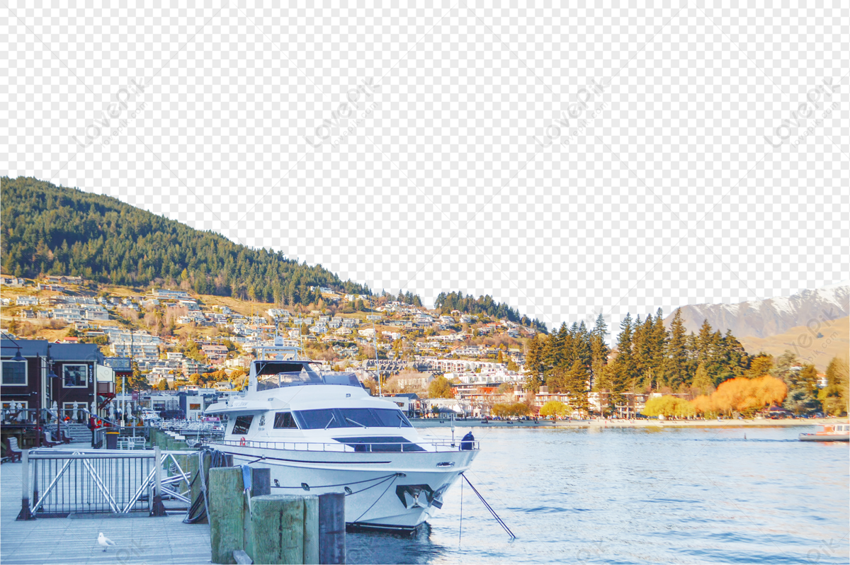 Yachts docked on Lake Wakatipu in Queenstown, boat clipart, dock, queenstown png transparent image