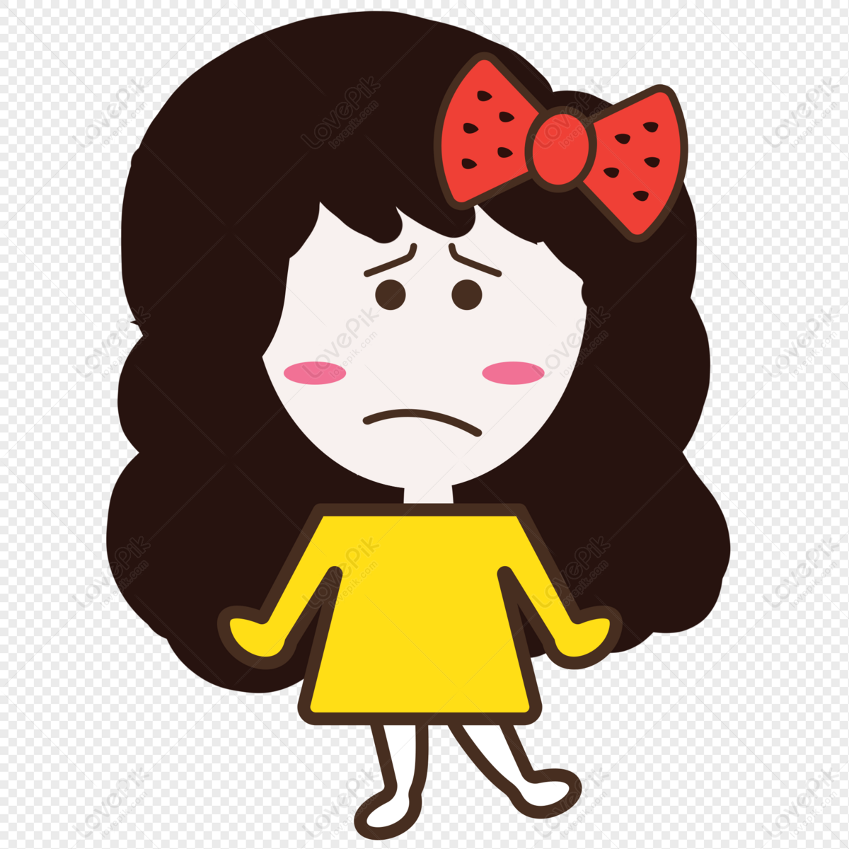 Cartoon Bow Girl Depressed Illustration PNG Transparent Image And Clipart  Image For Free Download - Lovepik | 401290237