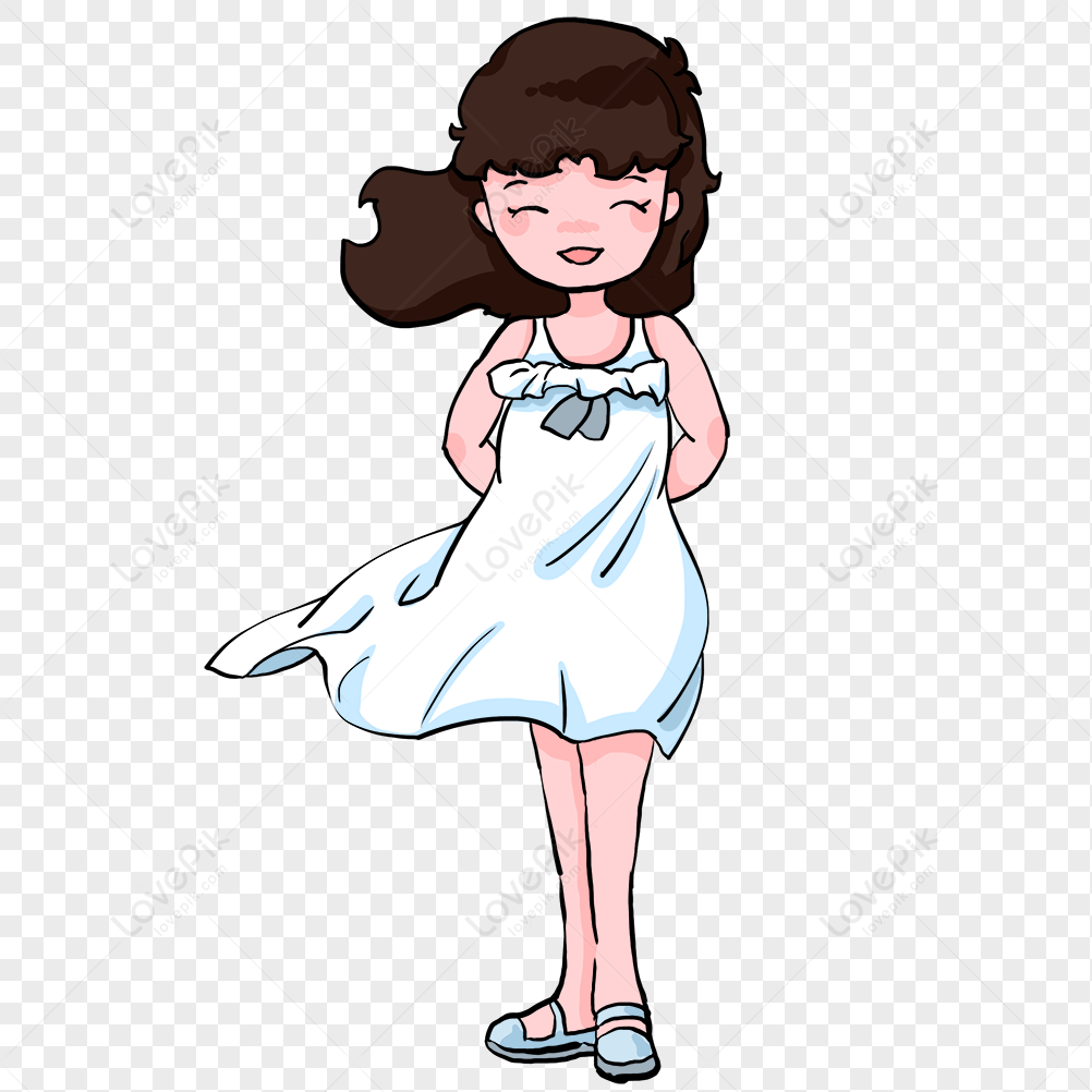 Cartoon Hand Drawn Beautiful Girl In White Dress PNG Hd Transparent Image  And Clipart Image For Free Download - Lovepik | 401279064
