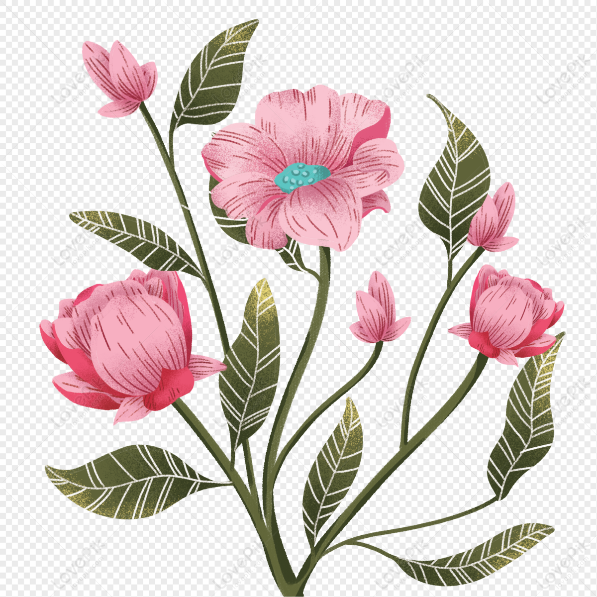 Dibujos Animados Dibujados A Mano Primavera Hermosas Flores Flor PNG  Imágenes Gratis - Lovepik