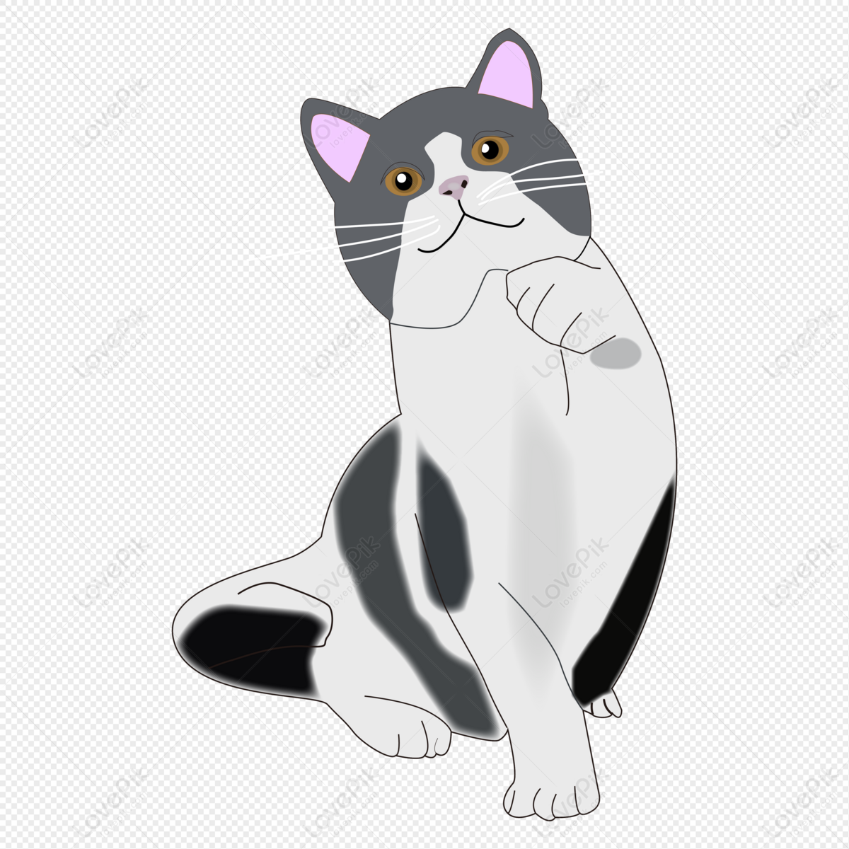 Mascota Pintada A Mano De Dibujos Animados Gato Lindo PNG Imágenes Gratis -  Lovepik