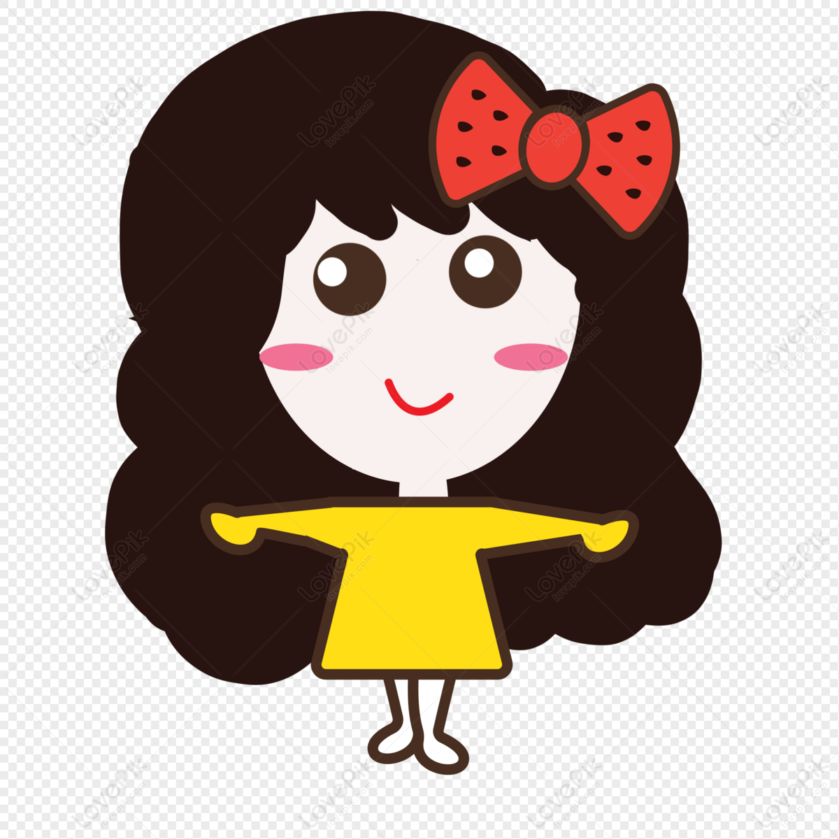 Cartoon Yellow Bow Girl PNG Transparent And Clipart Image For Free ...