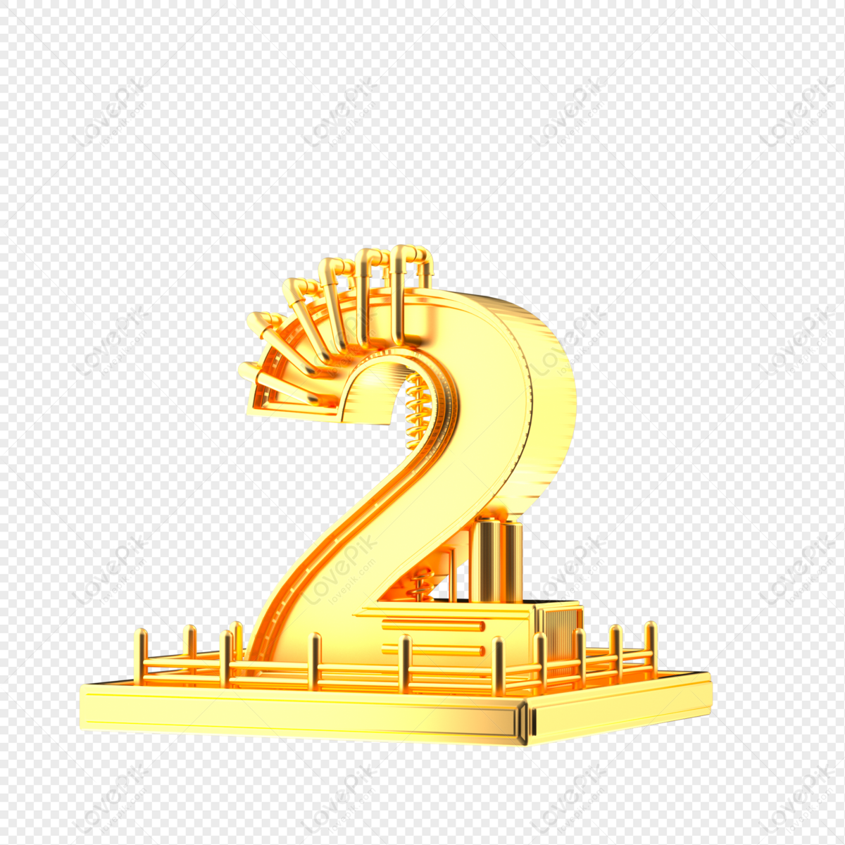 Gold Three-dimensional Number, Golden Number, Arabic Numerals, Three ...