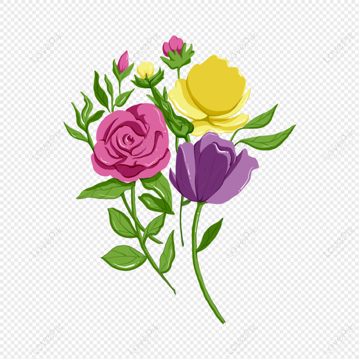 Flores Pintadas A Mano De Color Rosa PNG Imágenes Gratis - Lovepik