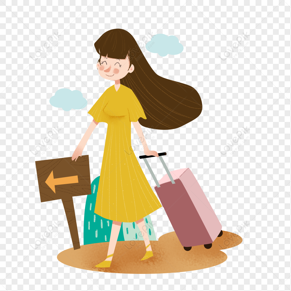 travel, girl travel, travel vector, cartoon travel free png