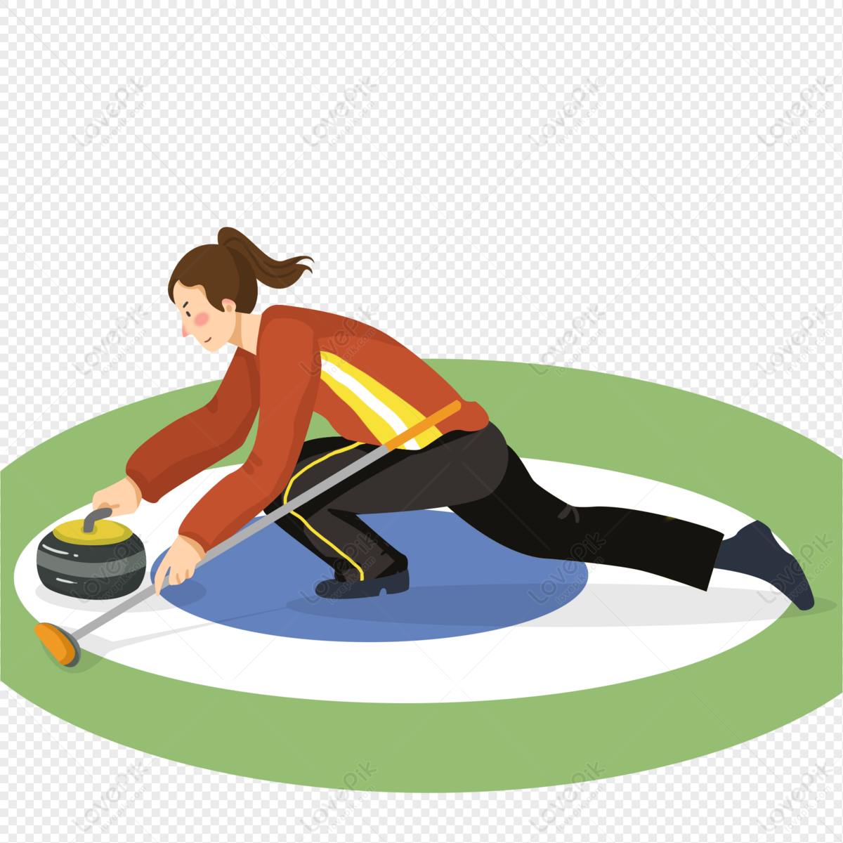 curling sport clipart cartoon