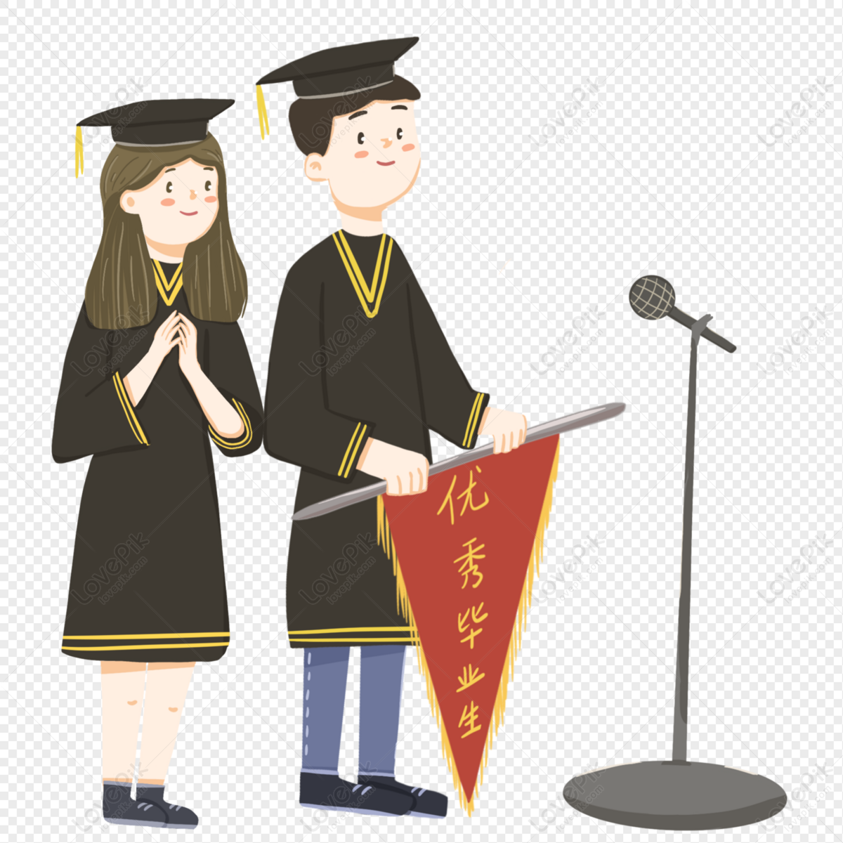 Cartoon Hand Drawn Graduation Ceremony Outstanding Graduate PNG Transparent  Background And Clipart Image For Free Download - Lovepik | 401304440