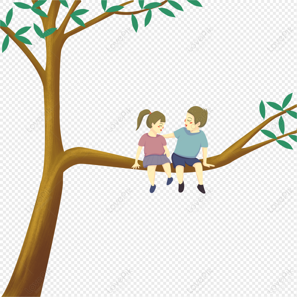 Childrens Day Characters, Branch Tree, Sitting Tree, Romantic Vector ...