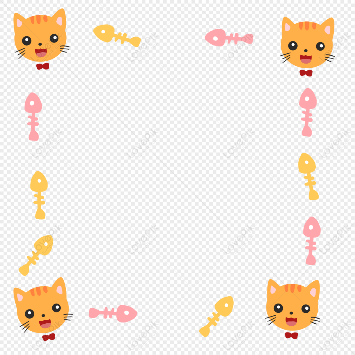 Cute Cat Avatar Border Decoration PNG Image Free Download And ...
