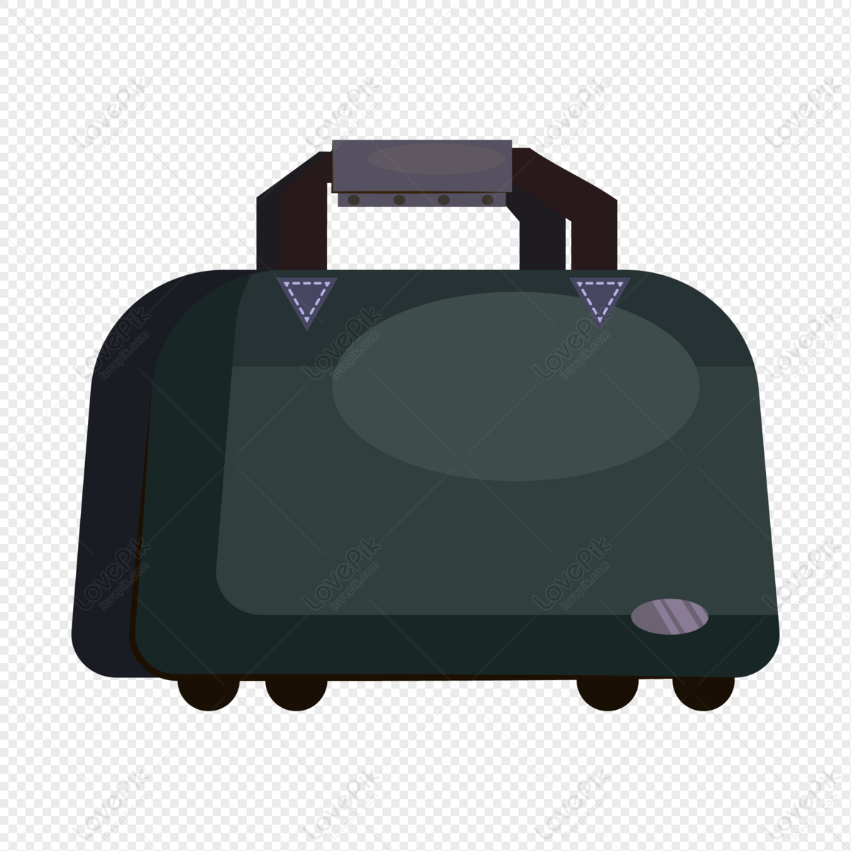 Dark green travel bag, art vector, dark gray, sport bag png image