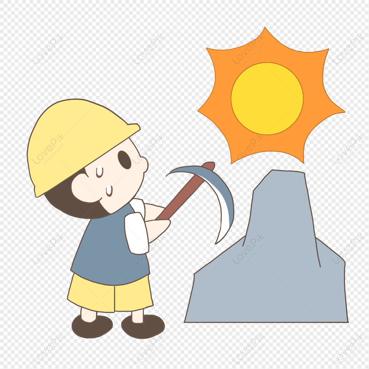 Hand Drawn Cartoon Summer Hot Work Chisel Stone Worker PNG Transparent  Background And Clipart Image For Free Download - Lovepik | 401317900