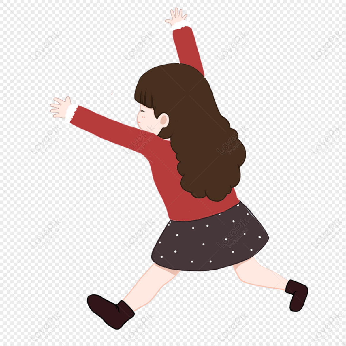 Hand Drawn Girl Running Element Free Png And Clipart Image For Free 