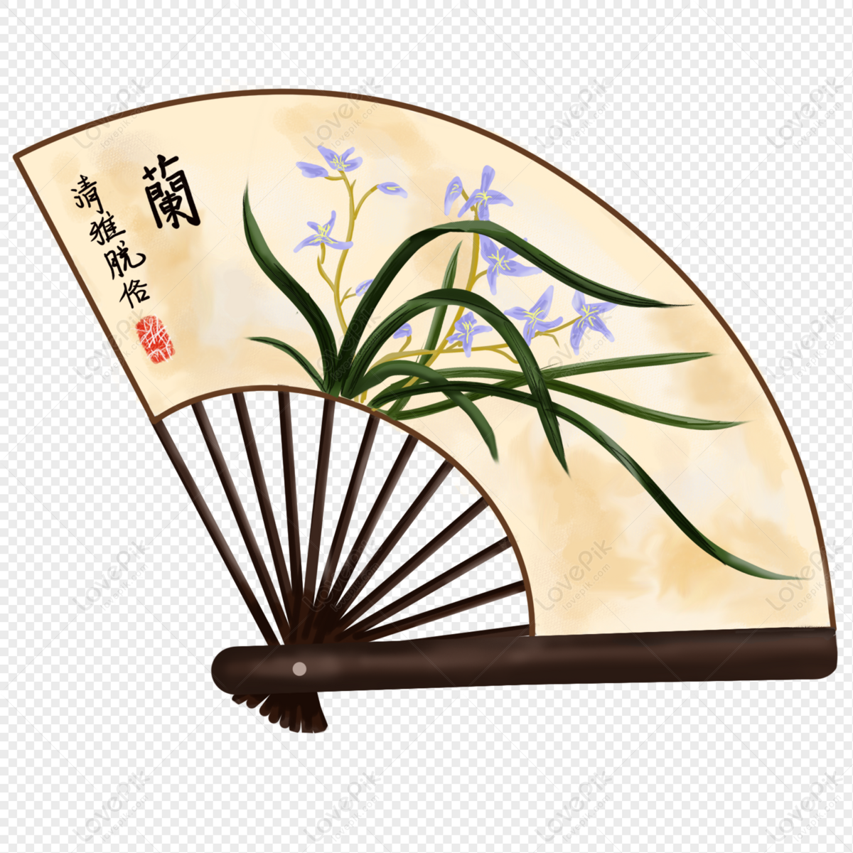 Hand Painted Chinese Style Orchid Fan PNG Picture And Clipart Image For  Free Download - Lovepik | 401310205