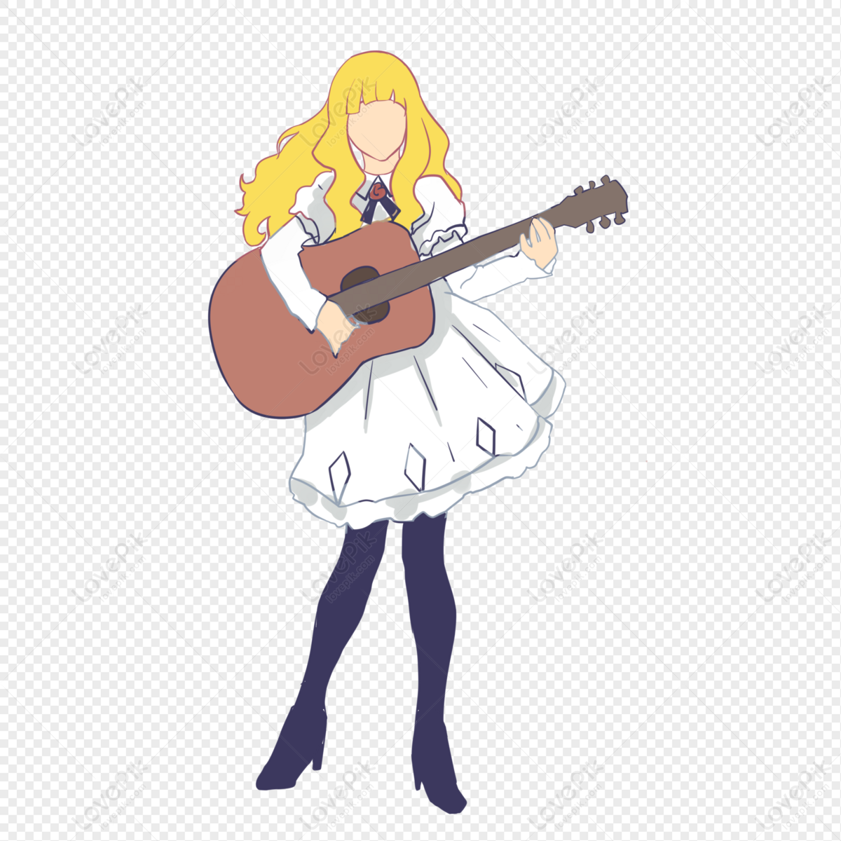 A Sad Girl Playing the Guitar · Creative Fabrica