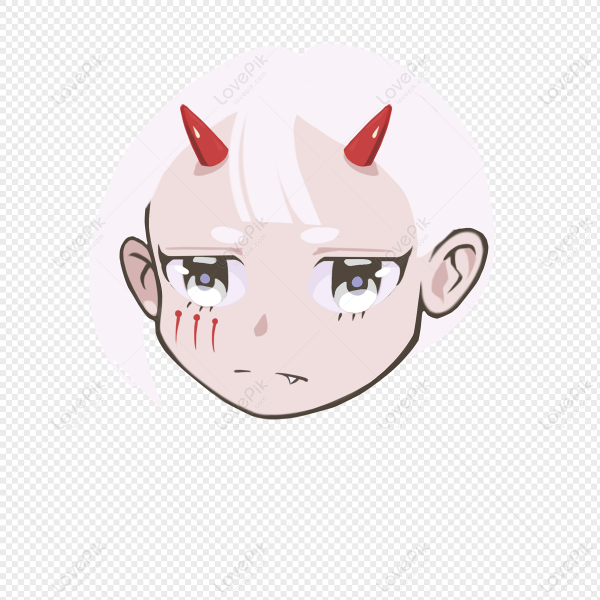 Red-horned White-haired Ghost Monster Girl, Anime Girl, Girl Head, Icon  White PNG Image Free Download And Clipart Image For Free Download - Lovepik  | 401314441