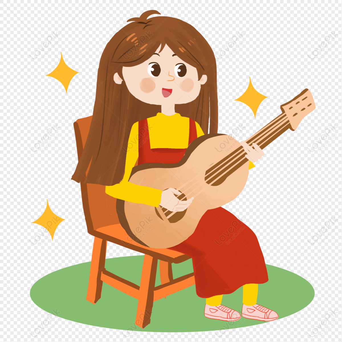 Sitting Girl Playing Guitar PNG Image Free Download And Clipart Image For  Free Download - Lovepik | 401318511