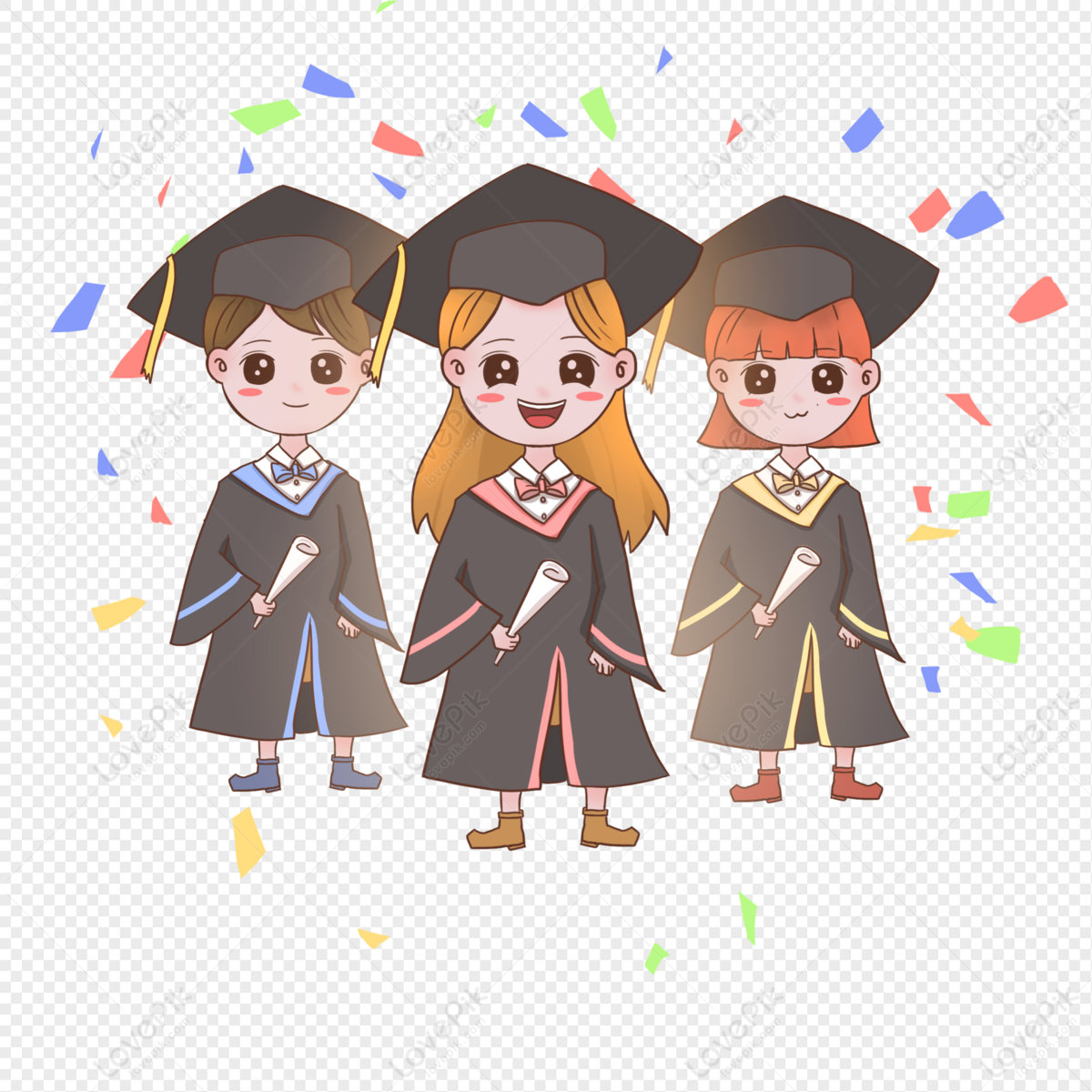 Three Students Wearing Bachelors Uniforms PNG Transparent Background ...
