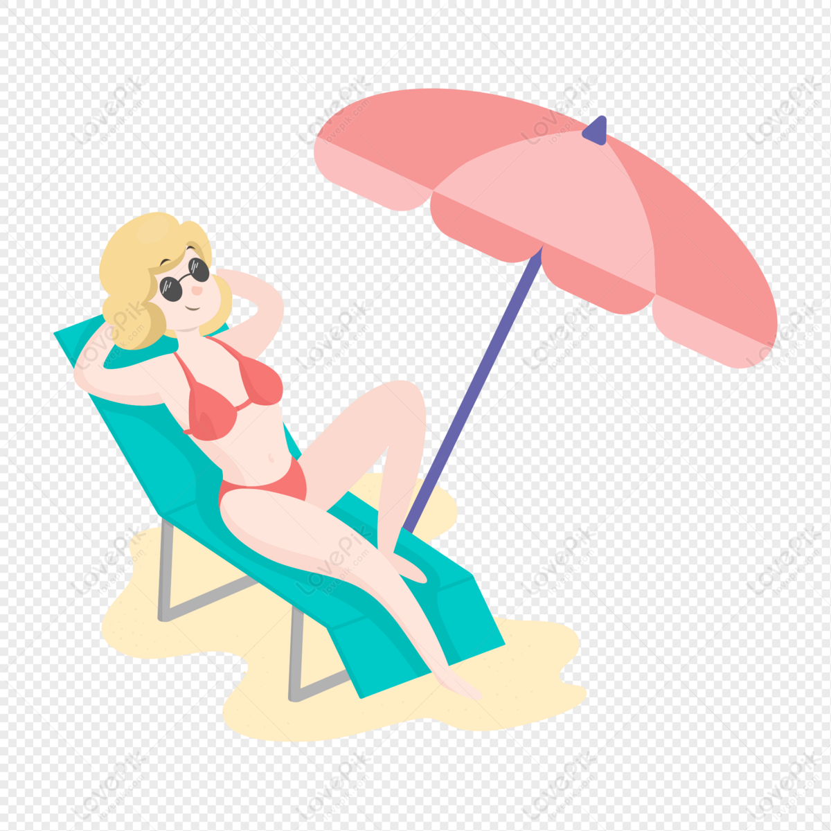 Woman in bikini lounging in transparent … – License image