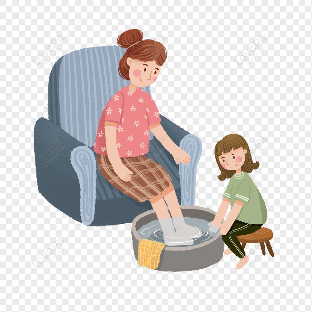 A Child Who Helps Her Mother Wash Her Feet, Help, Pi, Mother Free PNG And  Clipart Image For Free Download - Lovepik | 401327289