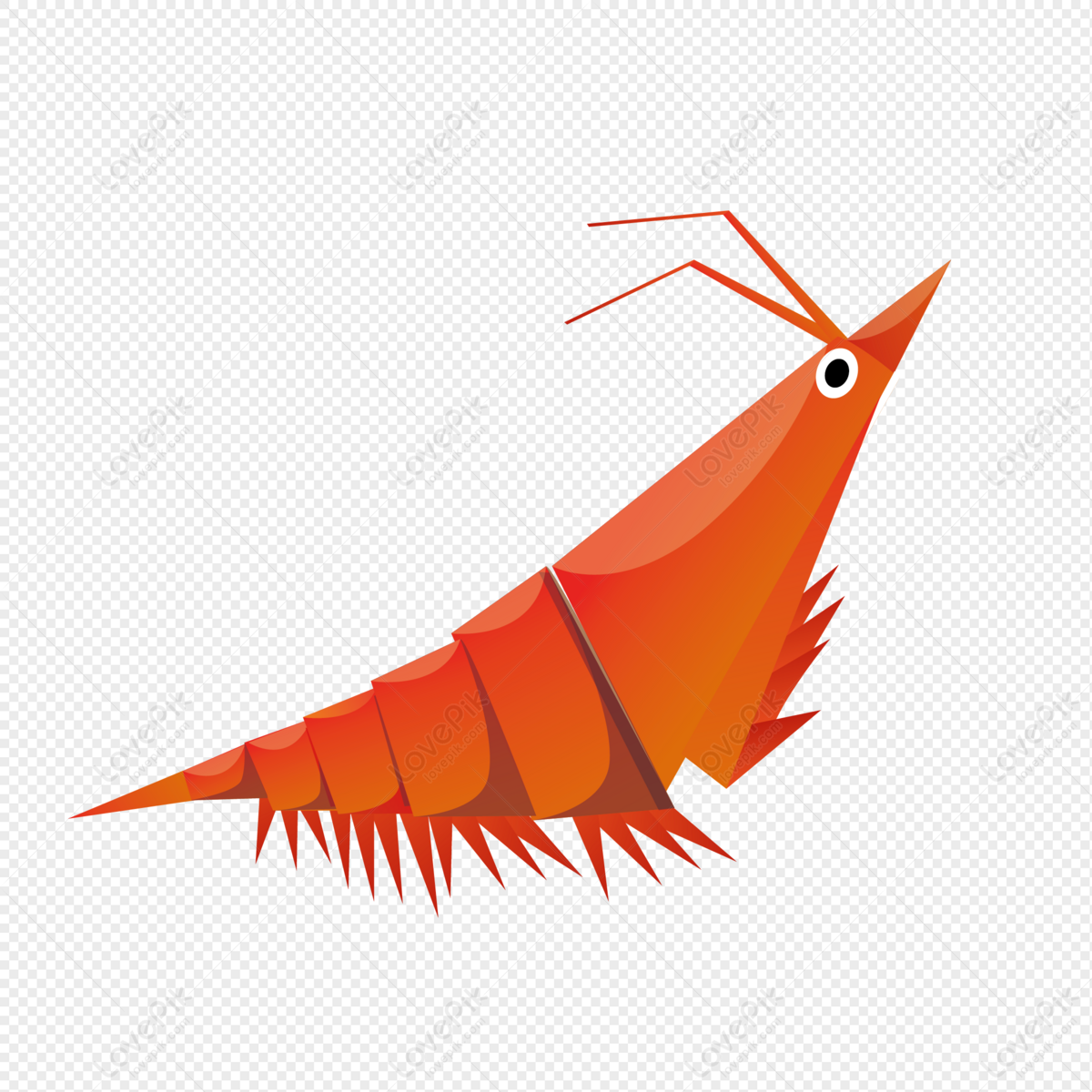 Ai Vector Cartoon Cute Origami Animal Class Shrimp And Shrimp PNG ...