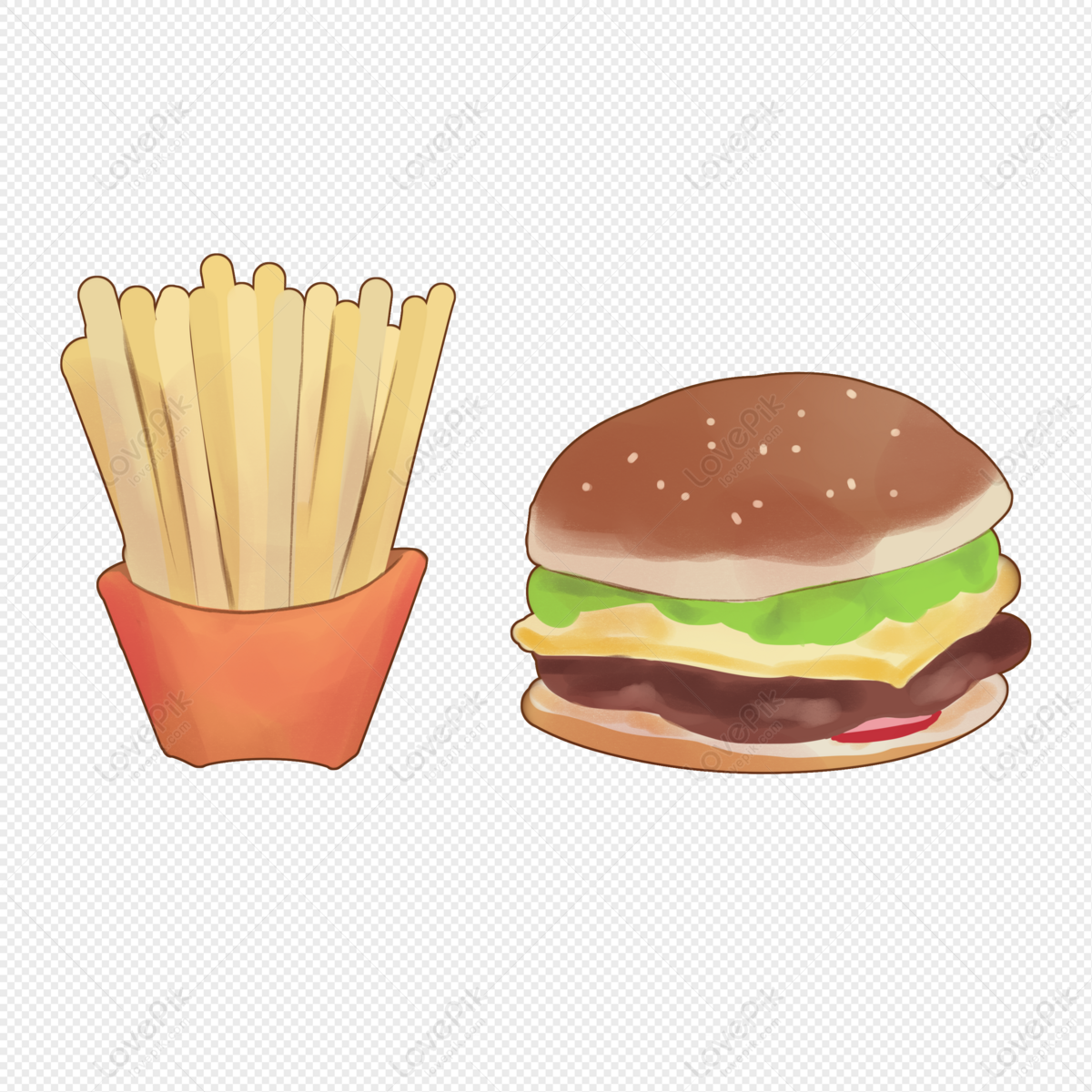 free clipart with burgers and fries