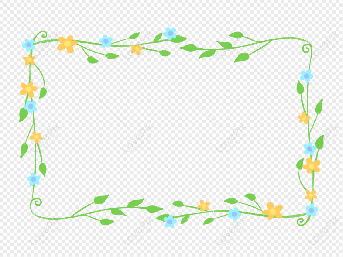 Fresh Summer Flower Plant Border, Flowers Lines, Spring Vector, Blue ...