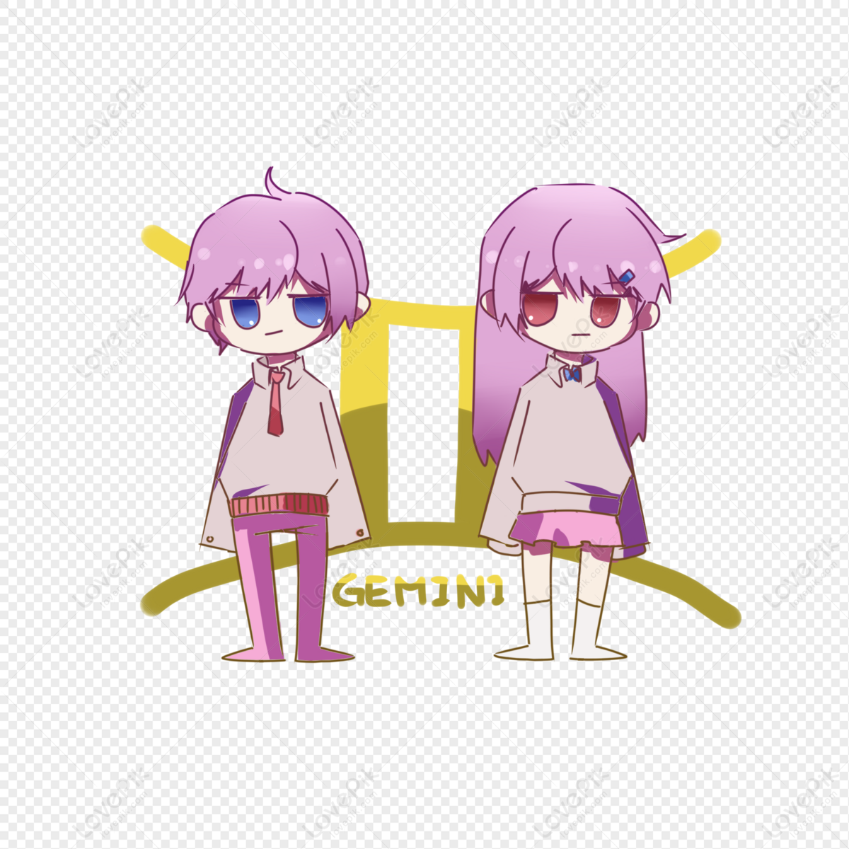 Twelve Constellations Cute Gemini Cartoon Character Elements, Anime Girls,  Cute Character, Cute Cartoon PNG Hd Transparent Image And Clipart Image For  Free Download - Lovepik | 401345094