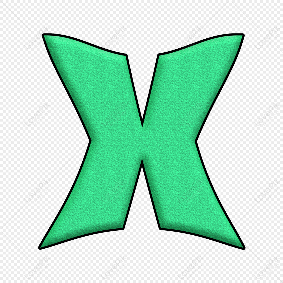 Letter X, Art Letter, Green Letter, Material PNG Transparent Image