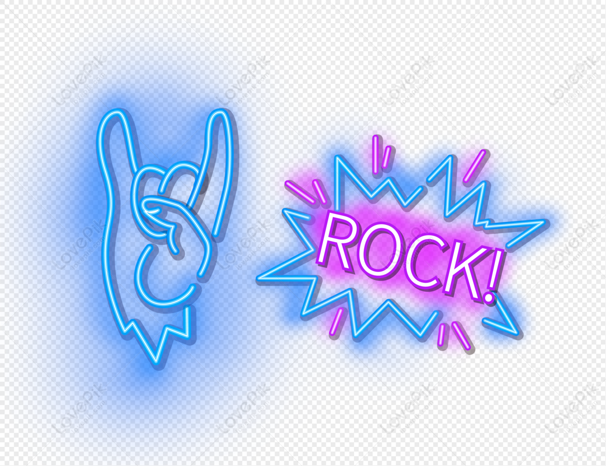 Sticker Vecteur de groupe de rock de fond avec des néons 
