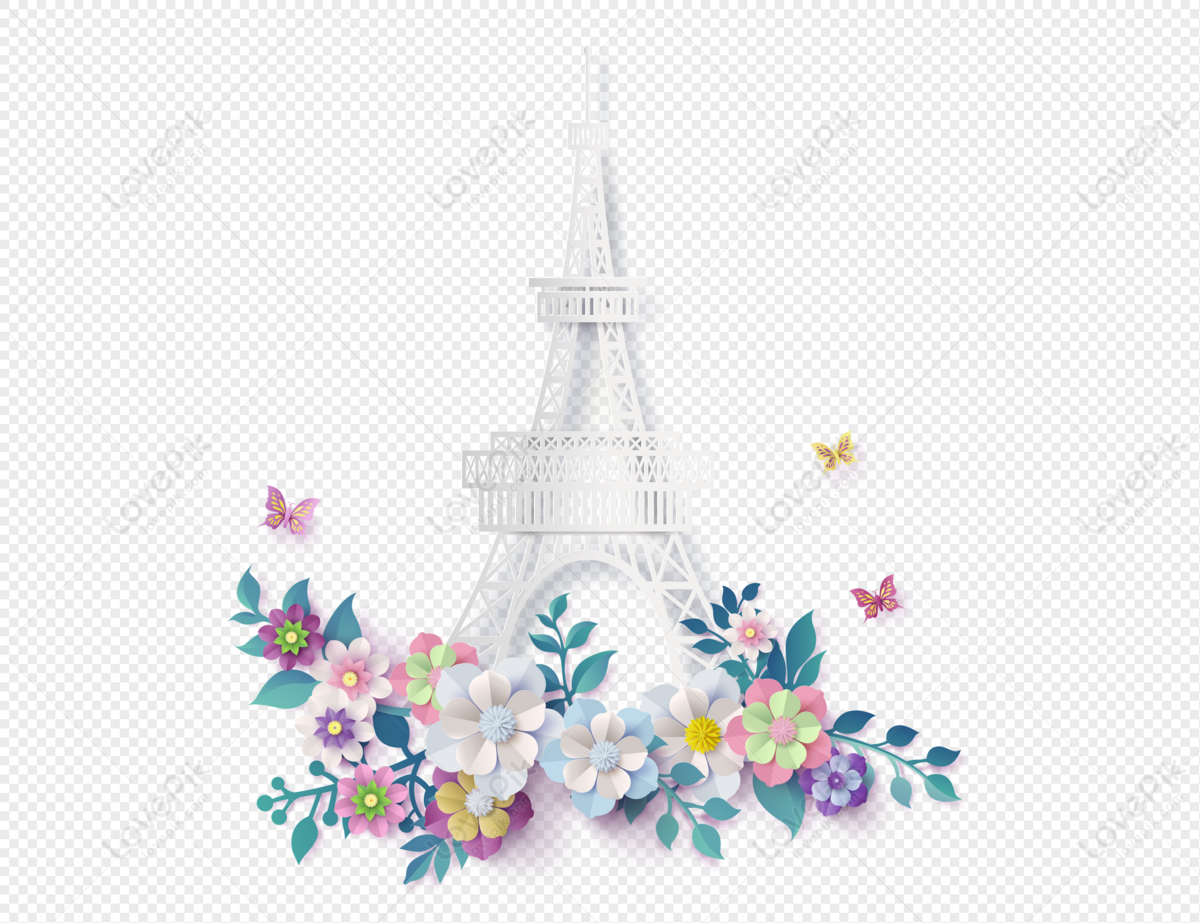 Origami wind eiffel tower, light tower, paris tower, france free png