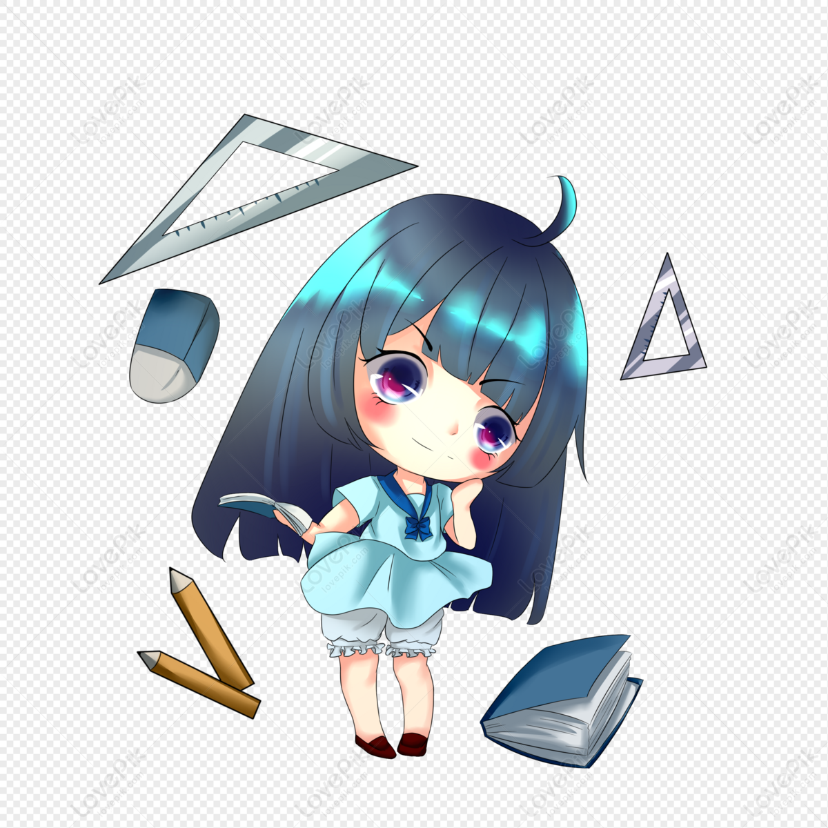 Cute School Anime Chibi Character, Anime, Chibi, School PNG Transparent  Clipart Image and PSD File for Free Download