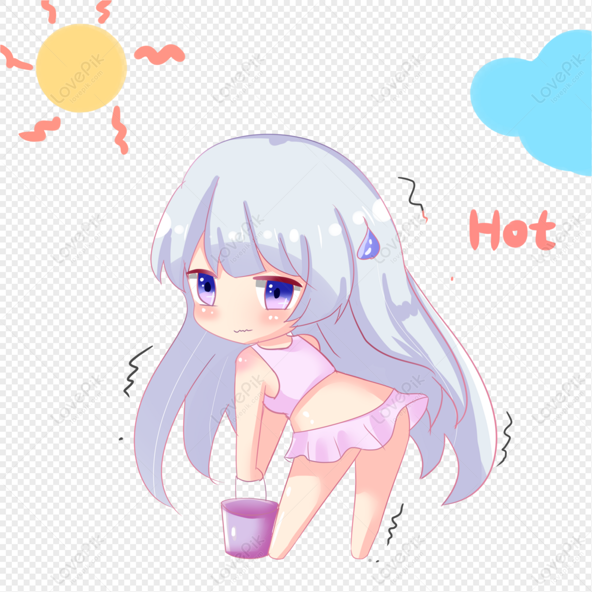 Q Versão Verão Balde Balde Personagem De Desenho Animado Menina PNG Imagens  Gratuitas Para Download - Lovepik