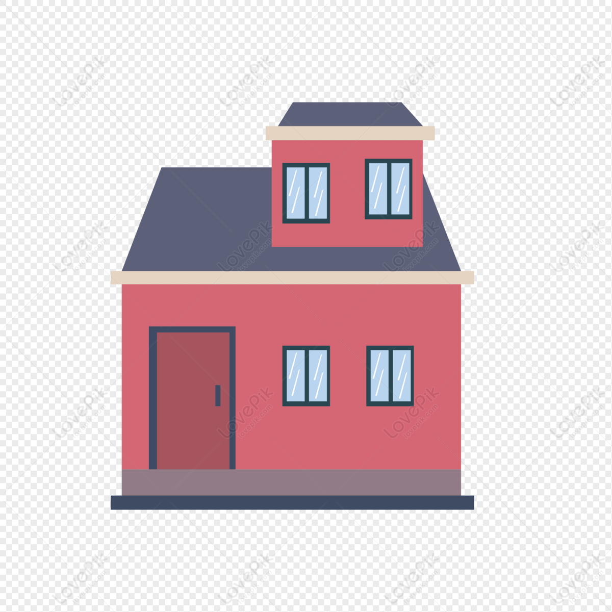 Red House, Flat House, Light Red, Pink Red PNG Transparent Image And ...